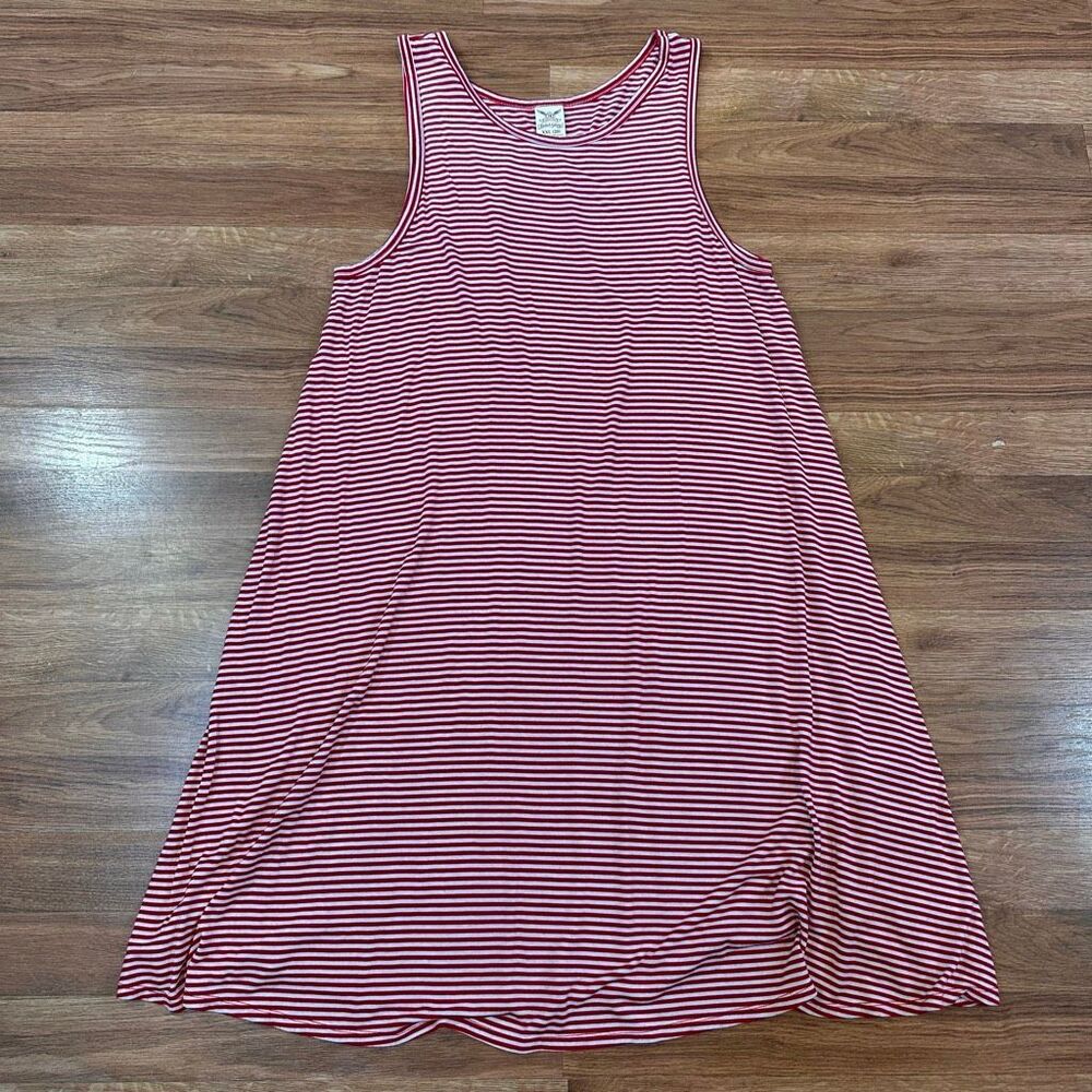 Faded Glory Tank Top Dress Striped Red White | Womeb Size XXL